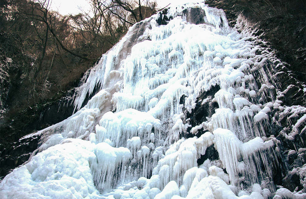 冬に氷瀑となった白猪の滝